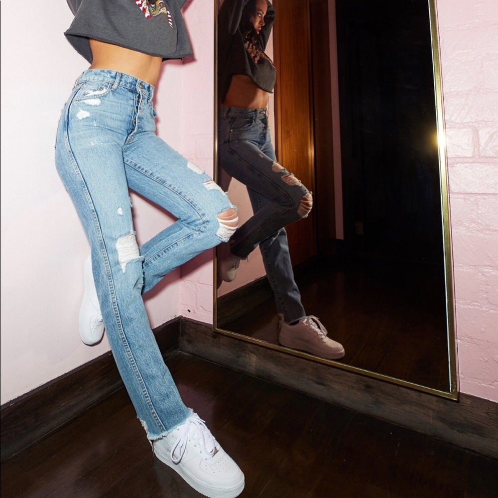 REVICE High Rise Distressed Jeans